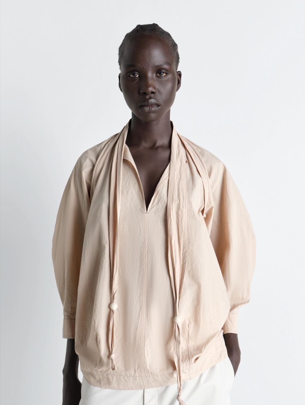 Lemaire Blouse With Scarf In Crepe Cotton